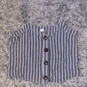blue and white striped tank top